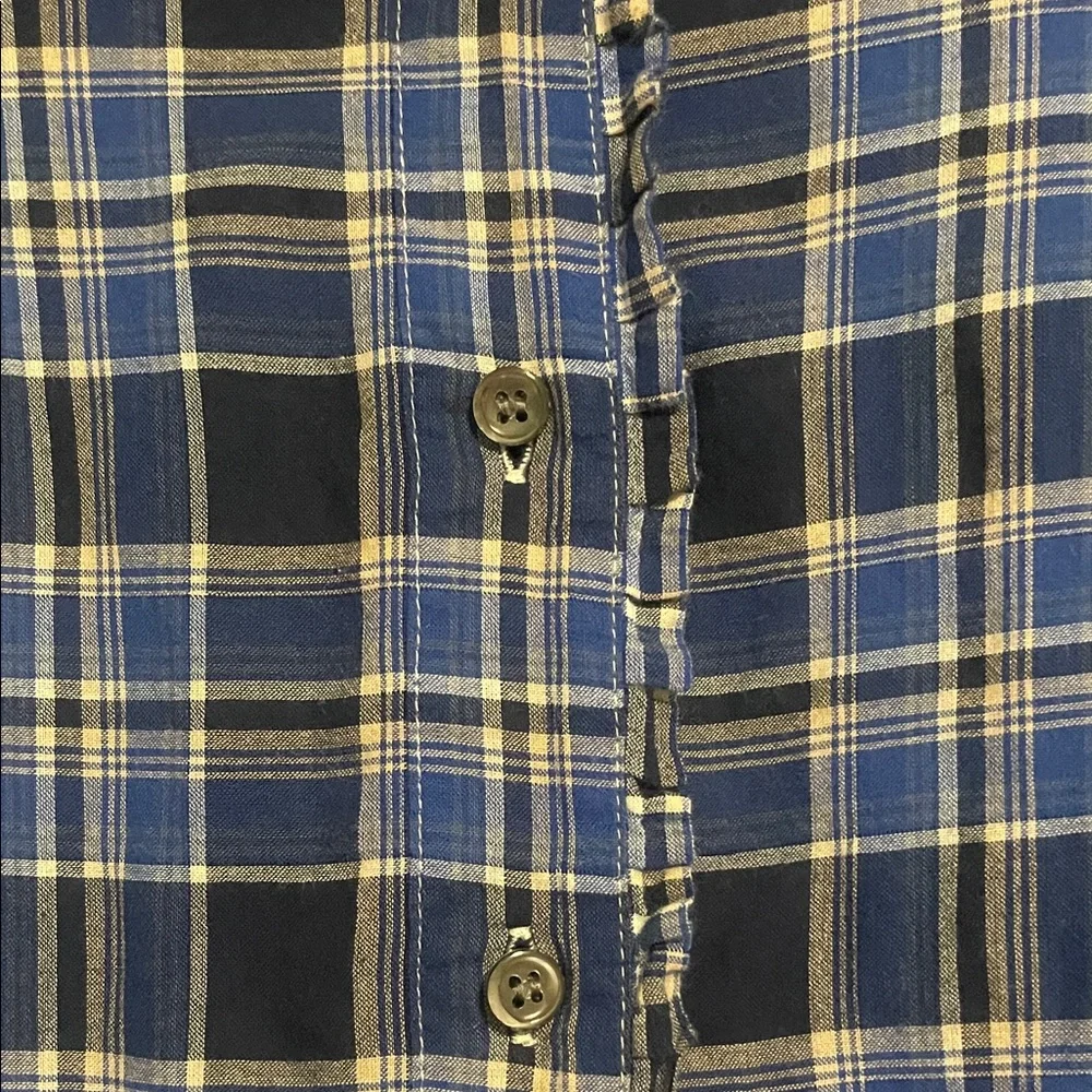 J. Crew Blue and White Plaid Button-Up Shirt